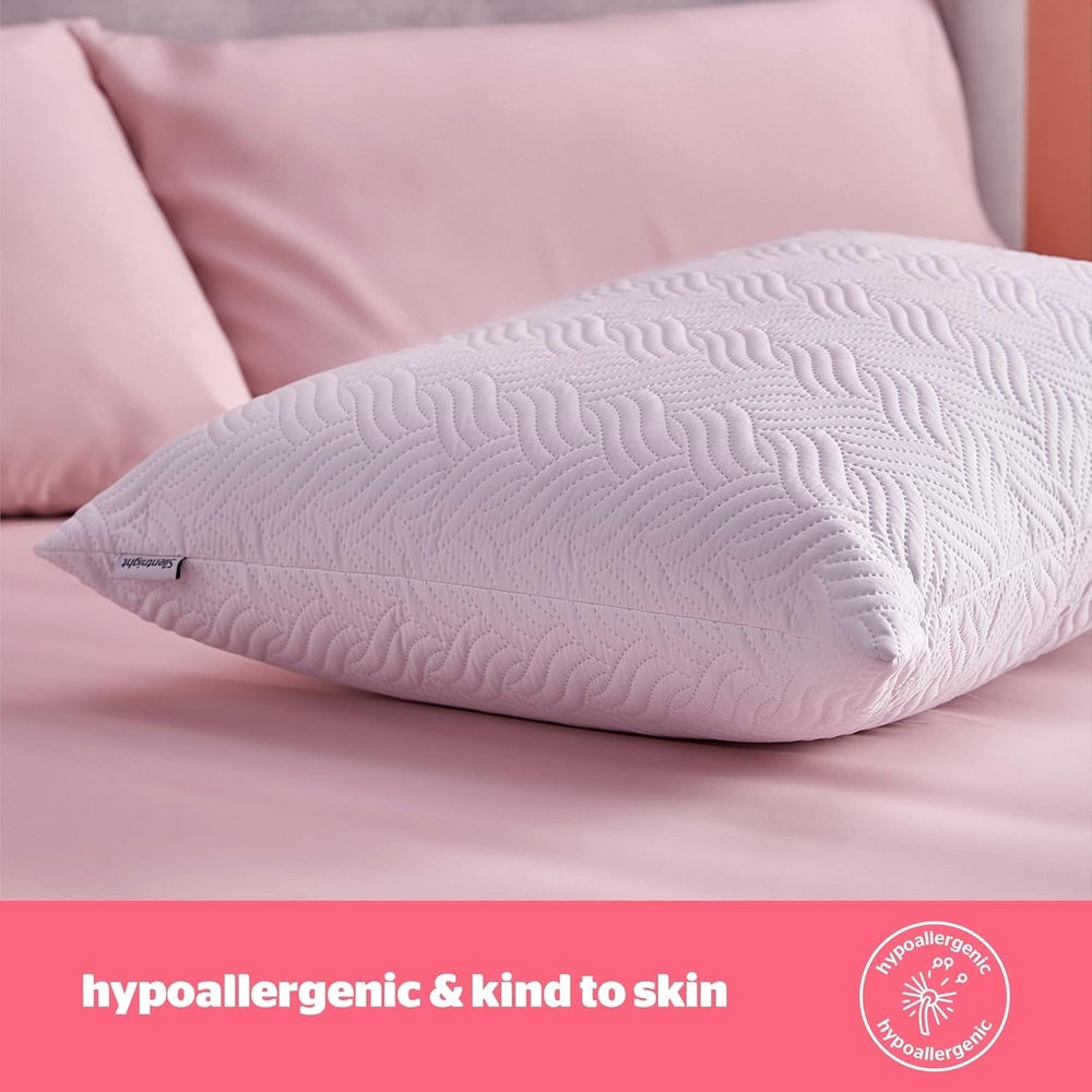 Oreiller Silentnight Ultimate – Oreiller de lit doux et de soutien avec housse matelassée de luxe Pinsonic Soft Touch, lavable en machine et hypoallergénique pour dormeurs sur le dos et sur le côté, 1 oreiller standard Naty Shop