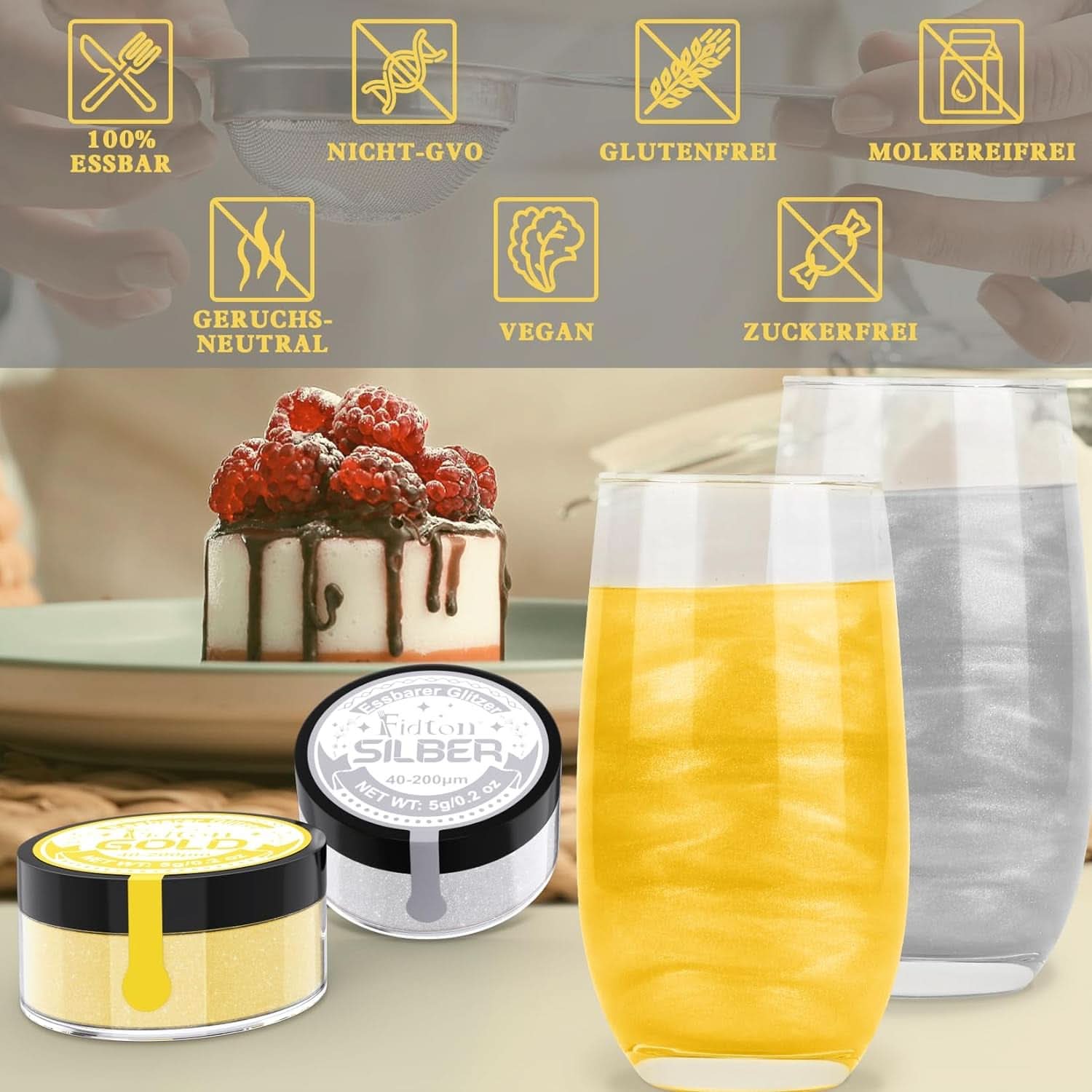 Paillettes comestibles, poudre, 5 grammes Glitter Naty Shop