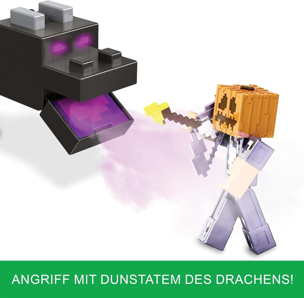 Mattel Minecraft Ender Dragon Action Figure Set, lumières, bruit et brume avec Steve et Enderman, fidèle à l'échelle env. Figurines de 8 cm de hauteur HTN25 Figurines Naty Shop