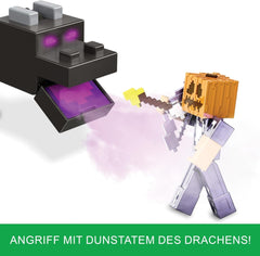 Mattel Minecraft Ender Dragon Action Figure Set, lumières, bruit et brume avec Steve et Enderman, fidèle à l'échelle env. Figurines de 8 cm de hauteur HTN25 Figurines Naty Shop
