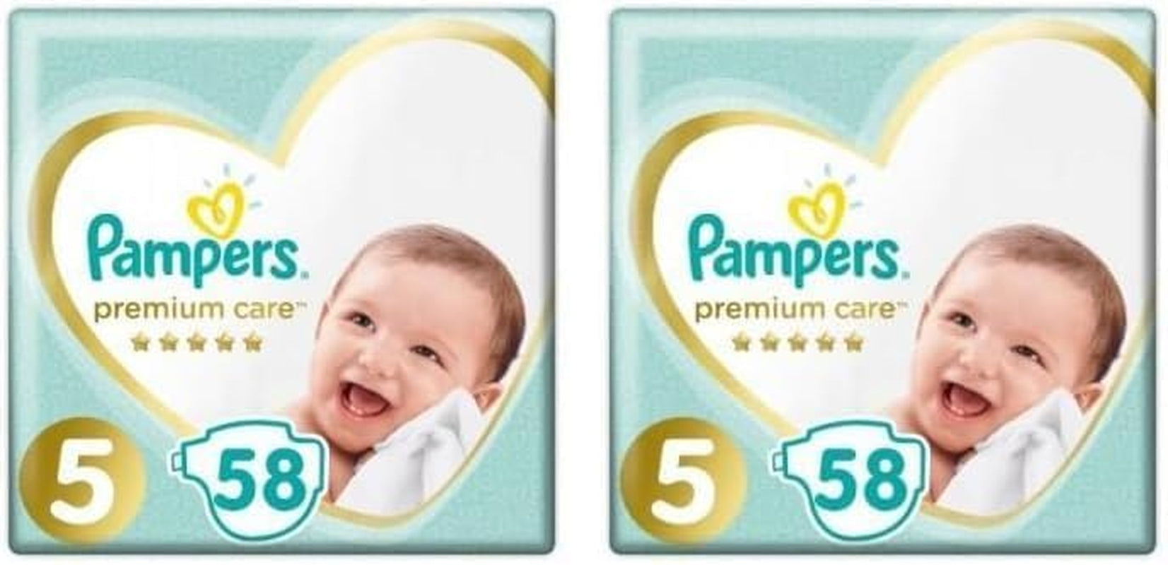 Couches Pampers taille 5 (11-16 kg), couches de soins premium, 58 pièces, confort et protection optimaux pour les peaux sensibles de Pampers