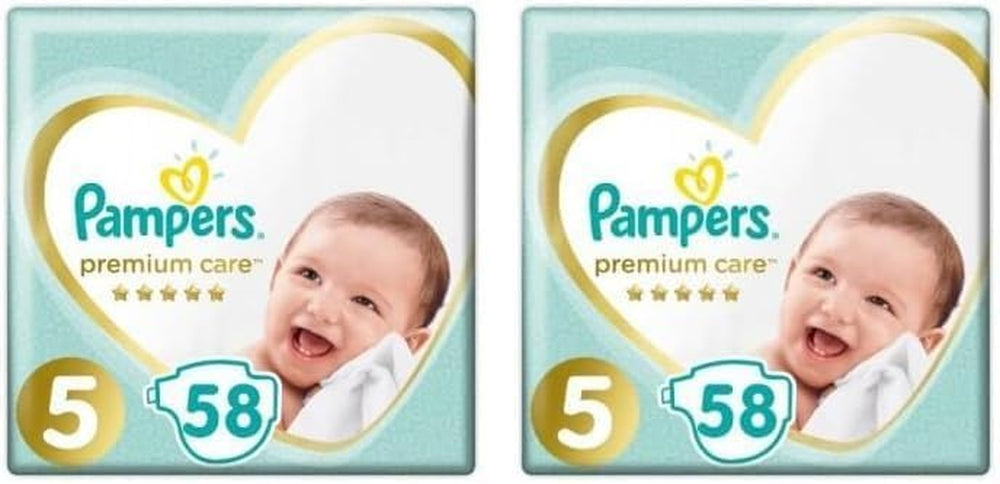 Couches Pampers taille 5 (11-16 kg), couches de soins premium, 58 pièces, confort et protection optimaux pour les peaux sensibles de Pampers