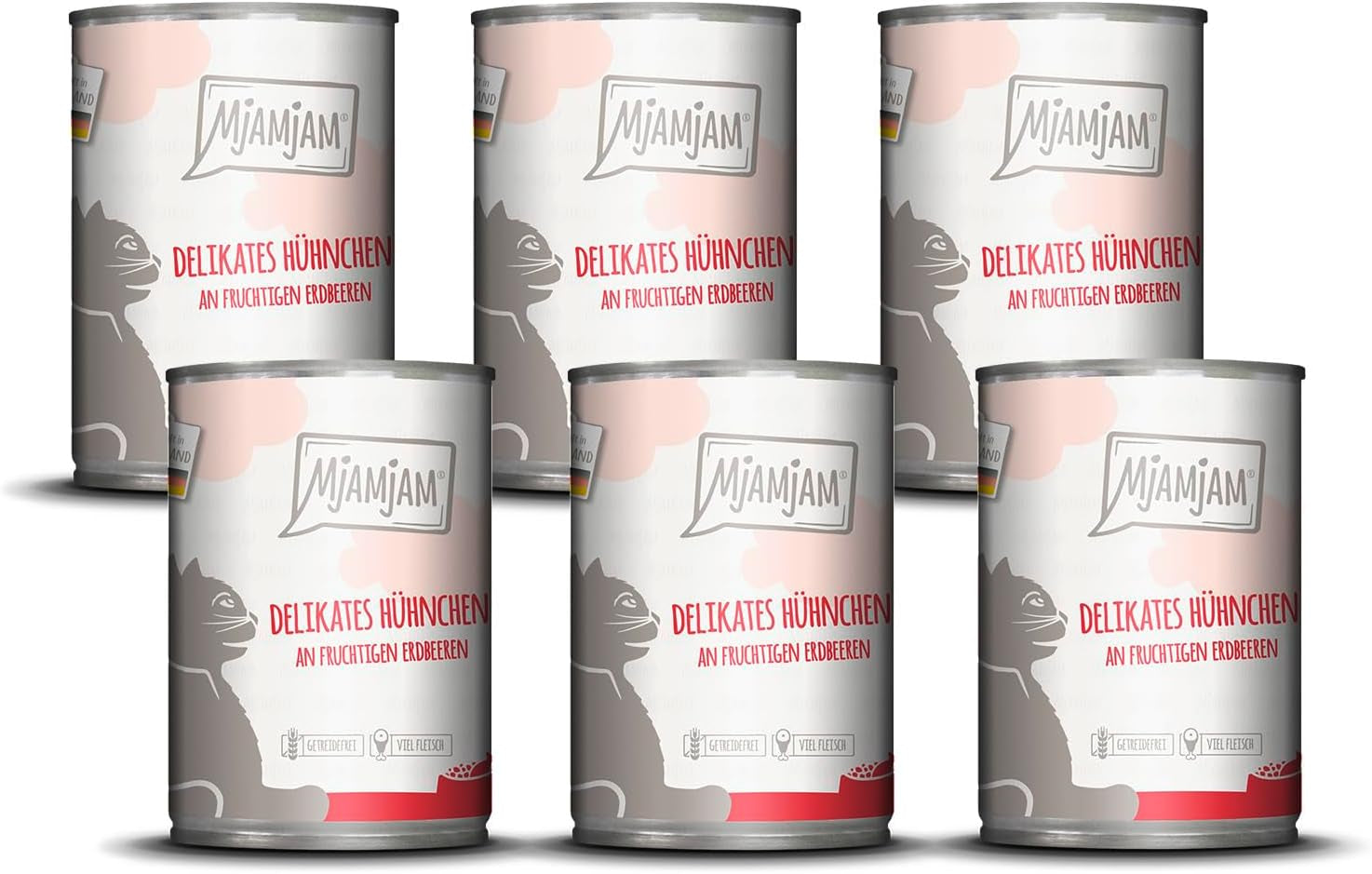 MjAMjAM – Hrană umedă premium pentru pisici - pui delicat cu căpșuni fructate 400g, pachet de 6 (6 x 400g), naturală cu carne suplimentară