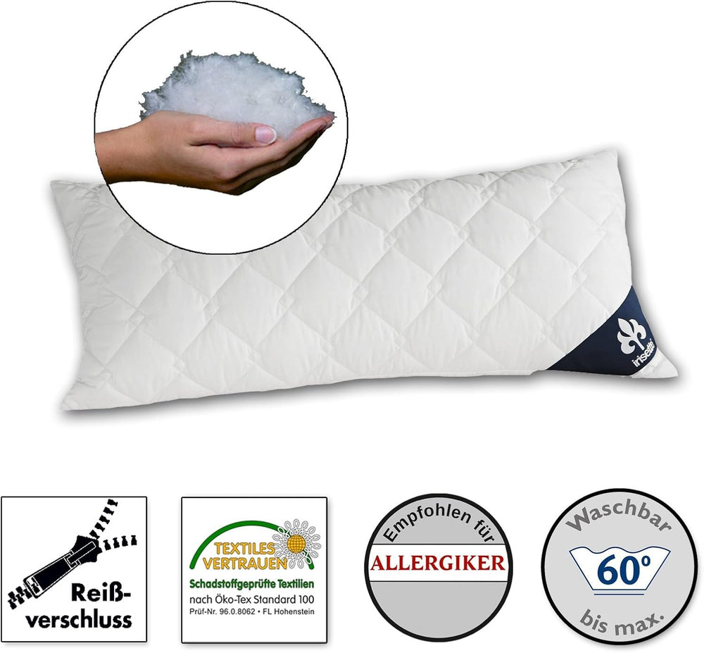 Oreiller Irisette Micro Thermo - Fabriqué en Allemagne - Oreiller avec housse amovible en microfibre douce, 40 X 80 Cm, certifié Ã-ko-Tex Oreillers standard Naty Shop Simple 1 paquet-40 X 80 Cm