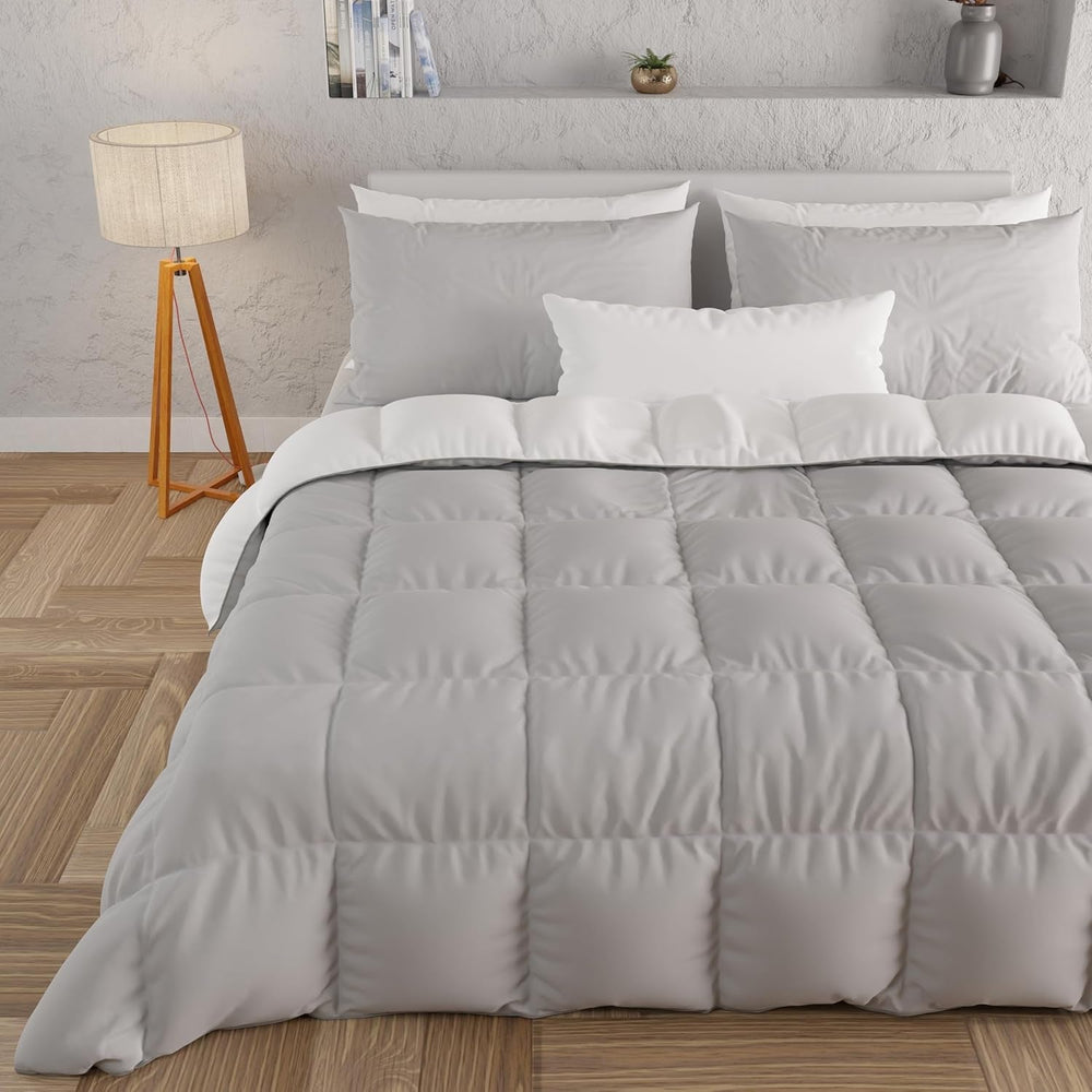 PETTI Artigiani Italiani - Couverture d'hiver pour lit double, maxi, monochrome, double face, blanc, gris, 100% Made in Italy Couettes et couettes Naty Shop