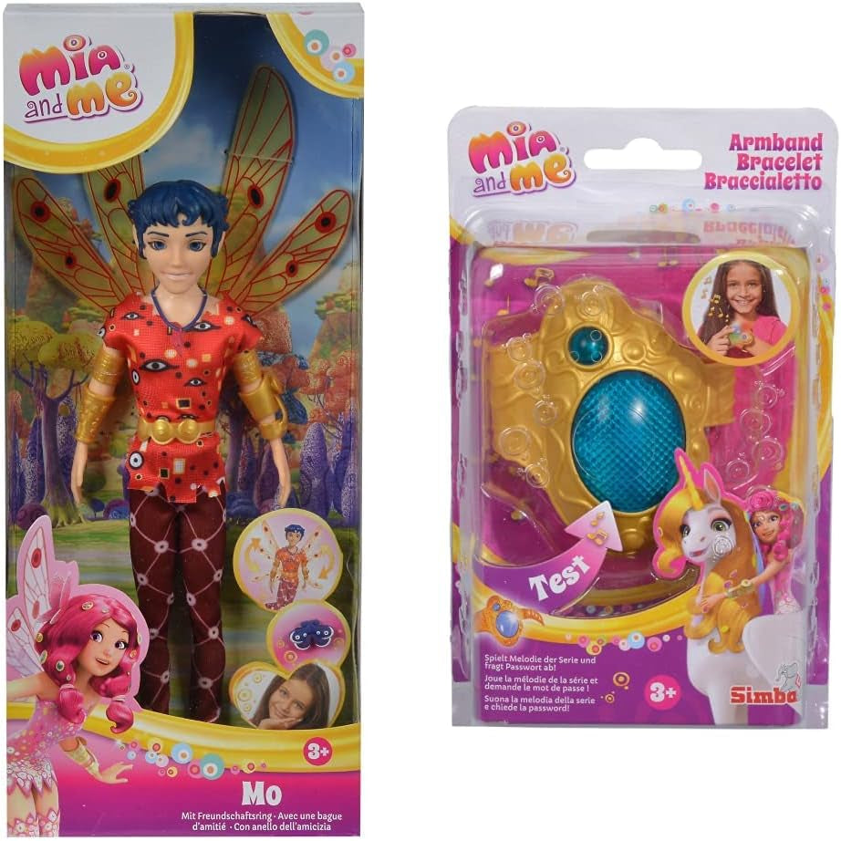 Simba 109480091 - Mia an Me Dressing Doll Mo, Elf cu aripi și picioare mobile, accesorii 6X și inel de prietenie, 24.5Cm, de la 3 ani [Exclusiv pe Amazon] Papusi Naty Shop Pachet cu brățară Mia And Me Mo