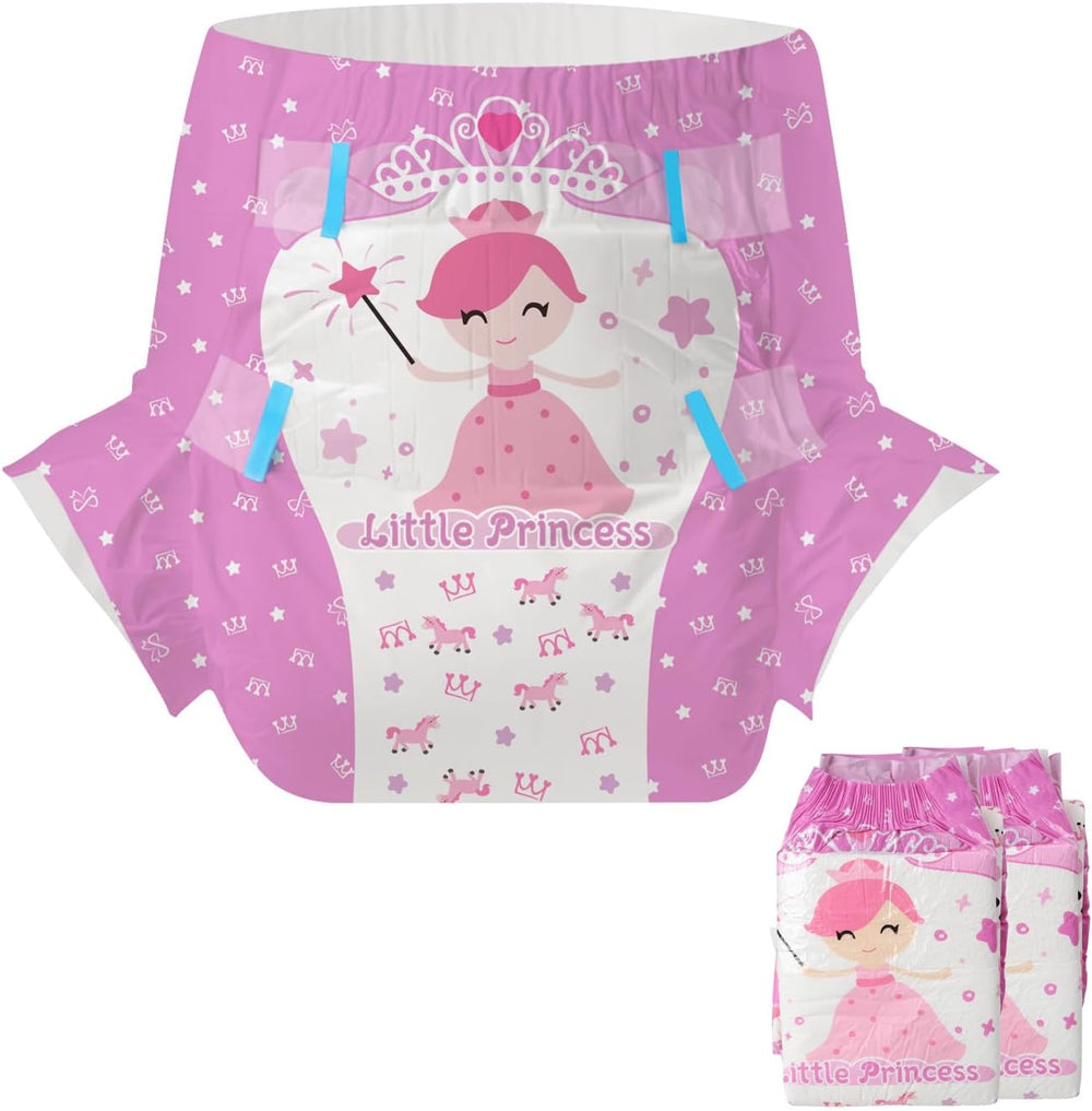 CutiePlusU Lot de 2 couches jetables pour incontinence avec rabats pour femmes et hommes, absorption maximale pendant la nuit – Petit Prince (moyen 71-96 cm)