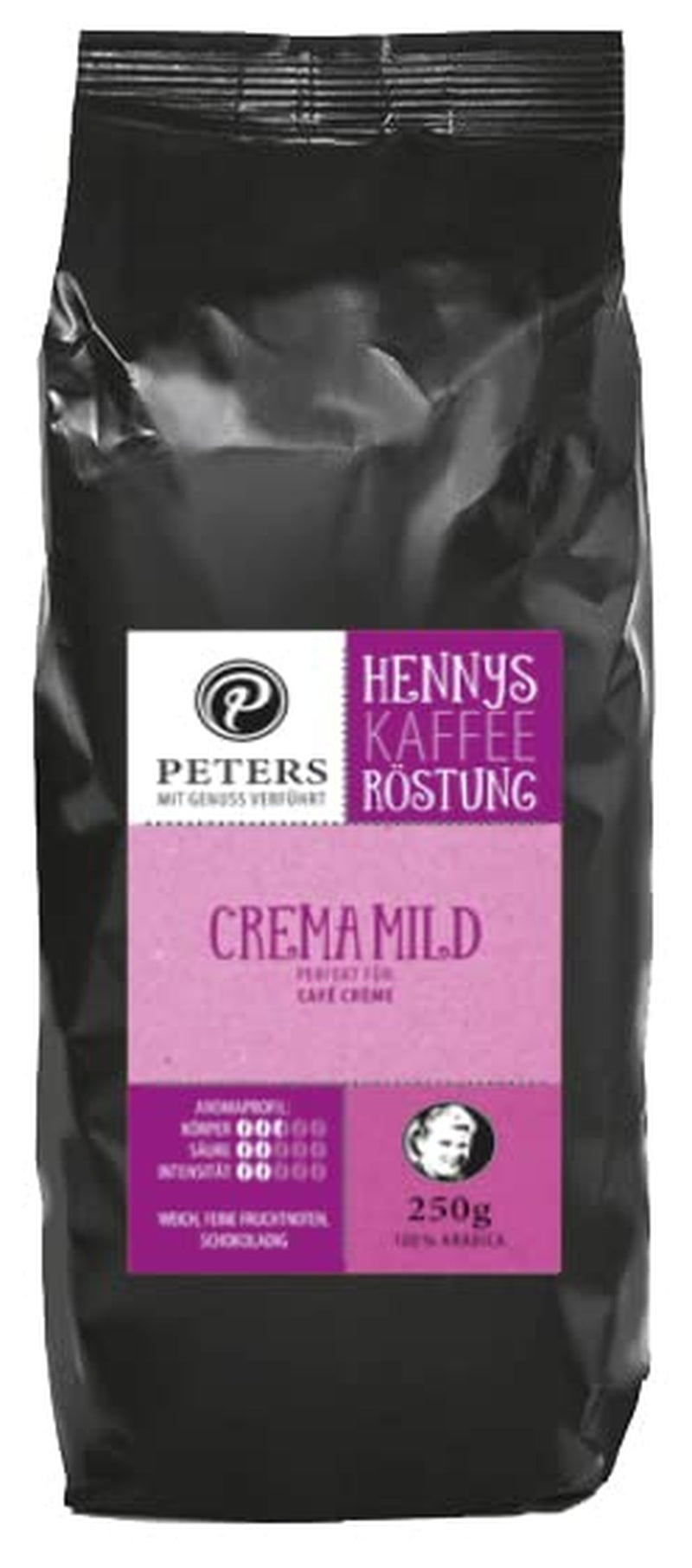 Peters, grains de café Arabica, idéal pour les machines entièrement automatiques Coffee Naty Shop 250 grammes Crème Douce