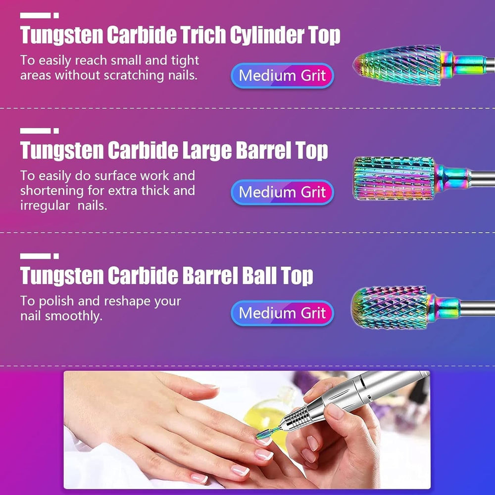 Depvko 30 pièces embouts de coupe-ongles, 3/32'' en céramique pour ongles, acrylique, diamant, haut-fil, Hartmetall, fer à repasser pour maison de salon, gel, manucure, atelier de coiffure (avec 3 étuis)