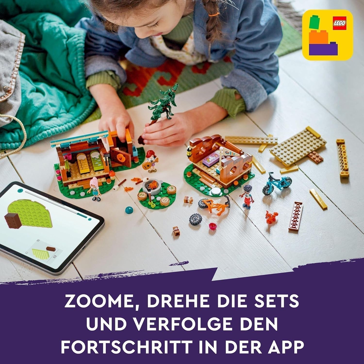 LEGO Friends Cosy Huts At Adventure Camp, ensemble de jeu de rôle en plein air, jouet pour enfants pour filles et garçons à partir de 7 ans avec 3 figurines et renard, jouet de camping 42624 sets de construction Besuche den LEGO-Store