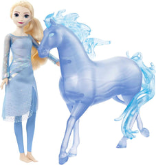 Mattel DISNEY La Reine des Neiges Elsa et Nokk - Poupée articulée Elsa, figurine d'eau majestueuse Nokk, inspirée du deuxième film, pour les enfants de 3 ans et plus, HLW58