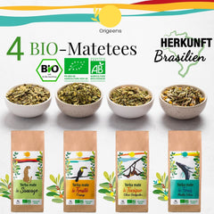 ORIGEENS COFFRET THÉ BIO MATE X4 I Yerba Mate Bio 4X80G I Coffret thé Yerba Mate, idée cadeau