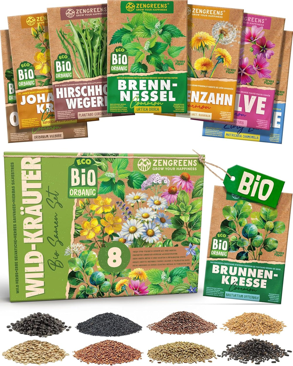 Graines de basilic biologiques dans un ensemble de 6 - 6 graines de basilic pour une culture facile dans le jardin, le balcon ou le parterre surélevé - Graines de plantes - Semis