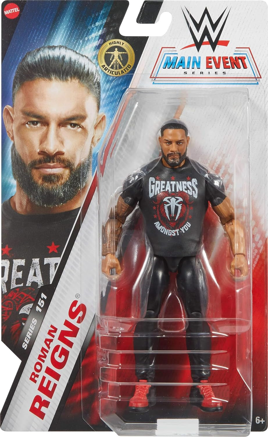 Mattel WWE Roman Reigns Action Figure, Main Battle Series #151, Aprox. 15cm inaltime Figura de colectie cu 10 puncte de miscare si aspect realist, JCV27 Action figures Naty Shop