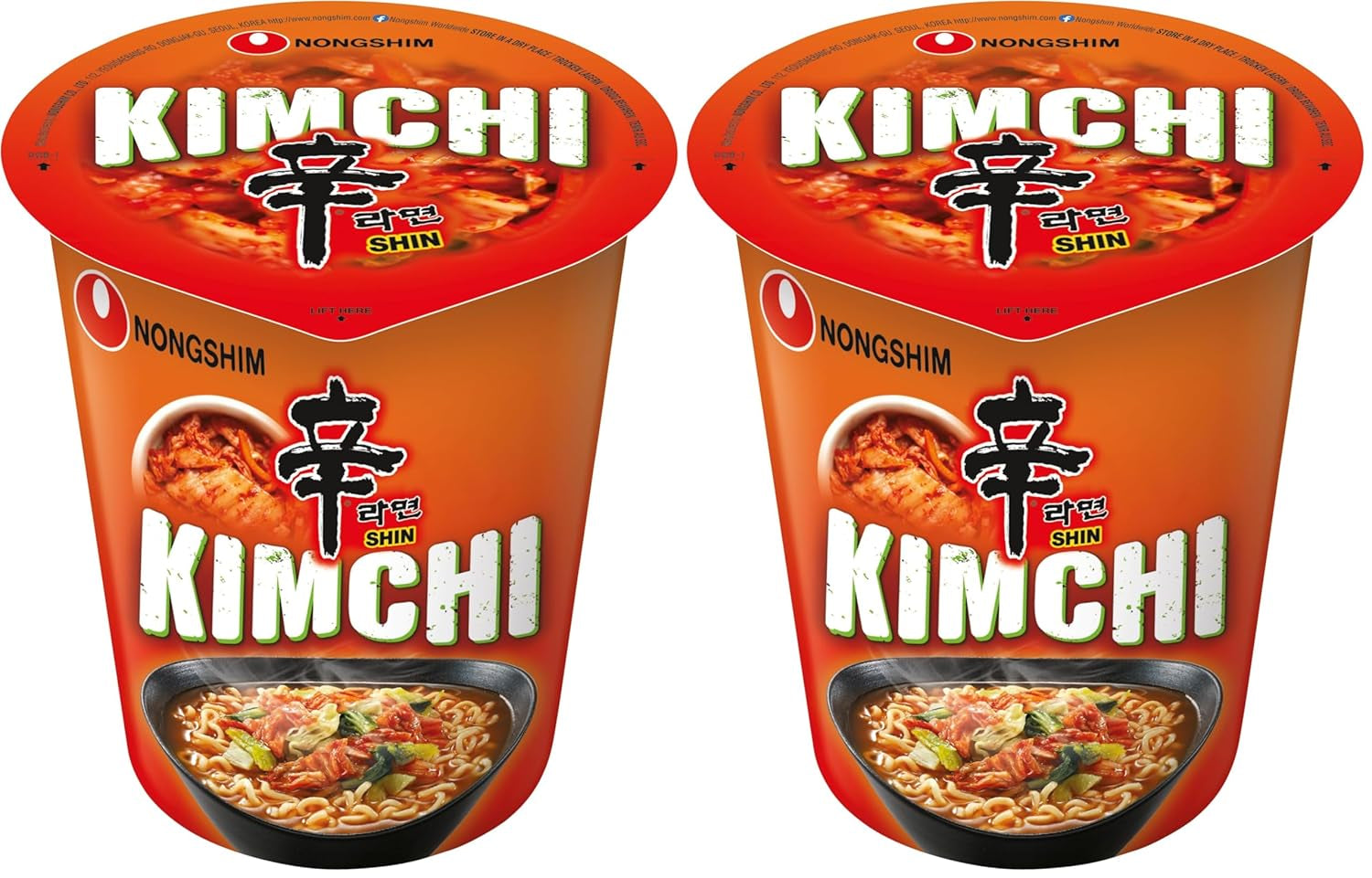 Nouilles instantanées Nong Shim Kimchi Ramyun Grand bol – Soupe ramen coréenne – Préparation rapide – 1 paquet de 112 g