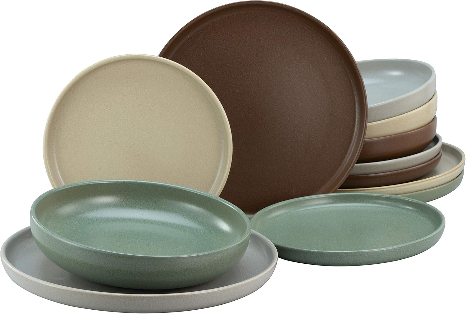 Creatable, 22979, Serie Uno NOIR, 12-Teiliges Geschirrset, Teller Set Aus Steinzeug, Spülmaschinen- Und Mikrowellengeeignet, Made in Portugal Vaisselle Sets Naty Shop Natural Tafelservice 12 Teilig