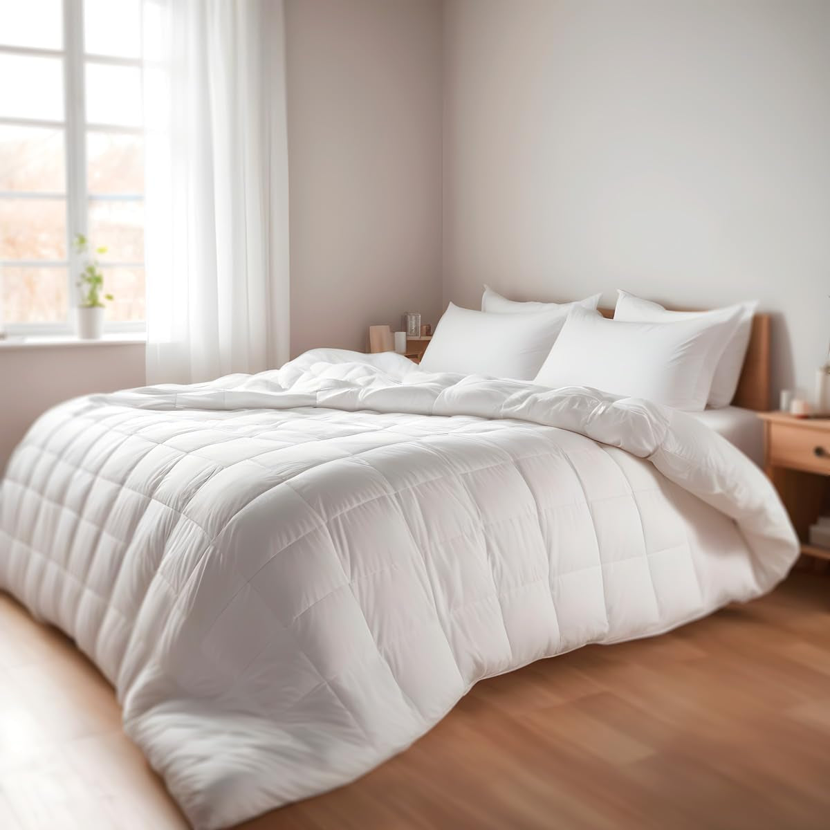 Couette en fibre, 250 G, microfibre, douce, soyeuse, pour lits de 100, 105 et 110 cm, blanc, 180 X 220 cm Couettes et couettes Naty Shop