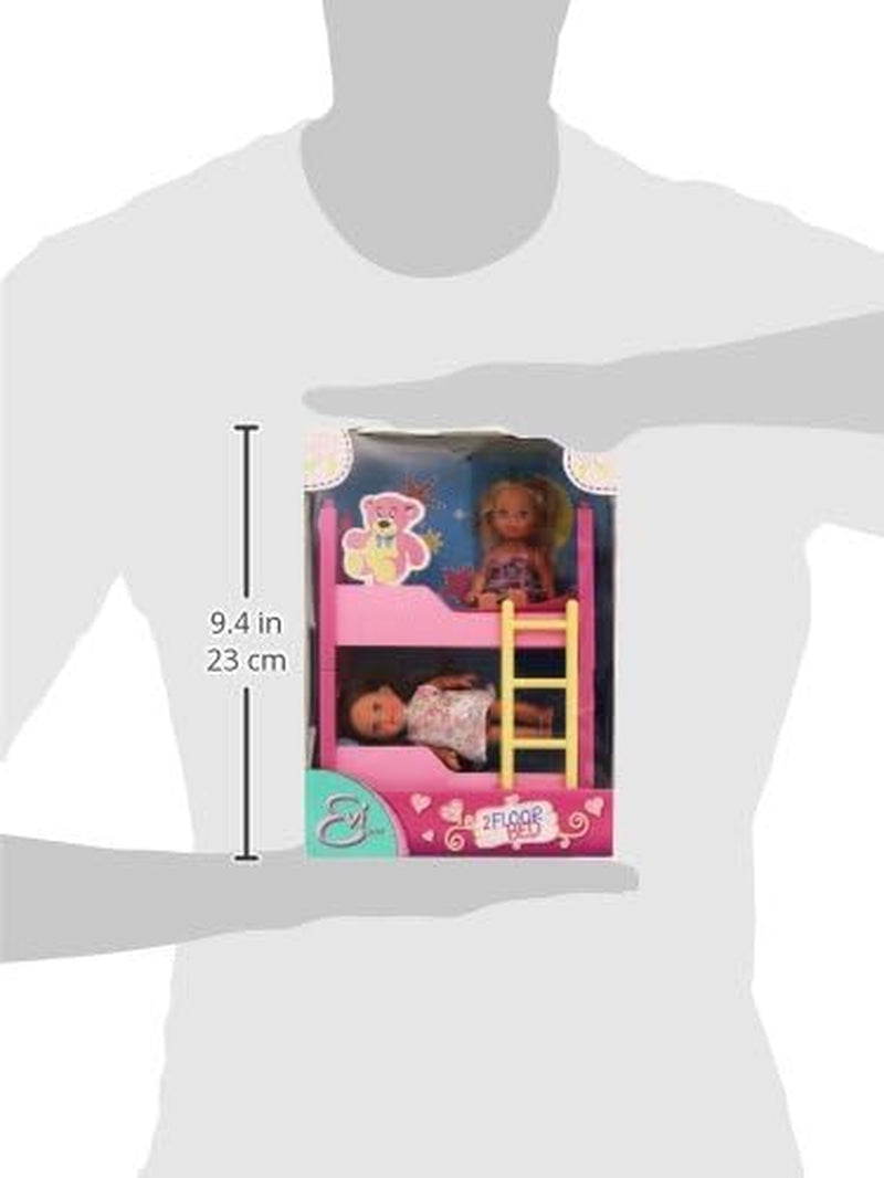 Simba 108178046 105733847 - Lit au sol Evi Love 2 / avec deux poupées Evi / avec lit superposé / accessoires inclus / poupée à habiller / 12 cm, pour enfants à partir de 3 ans
