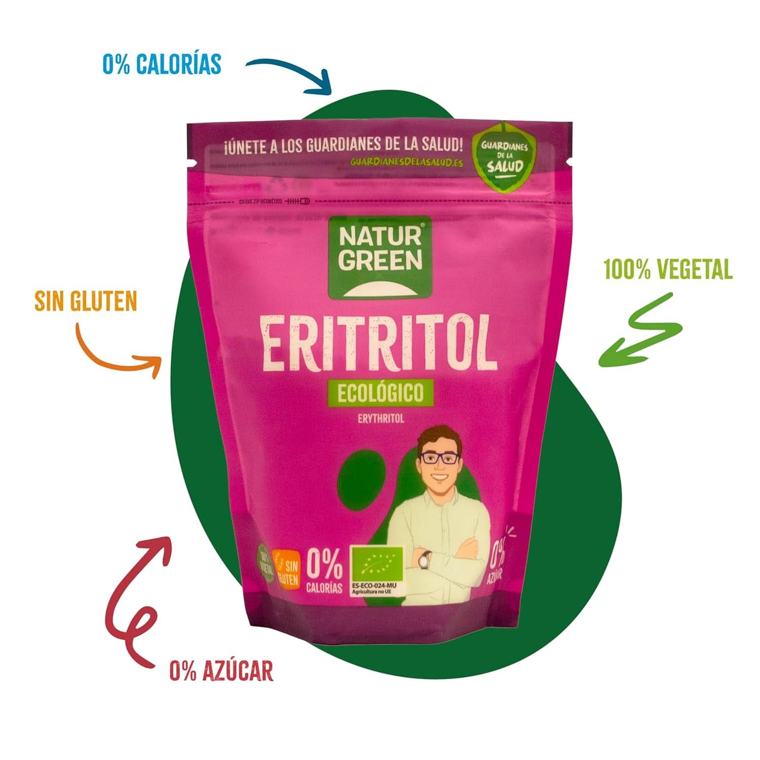 Bio Erythritol, édulcorant naturel, biologique, faible indice glycémique, 500 grammes Édulcorants Naty Shop