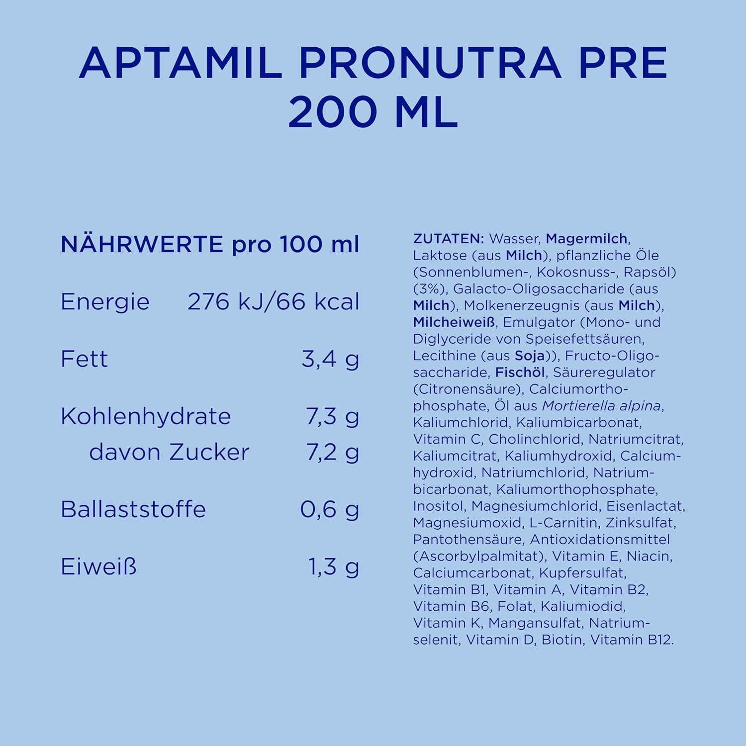Aptamil Pronutra Pre - Préparation infantile dès la naissance - Aux huiles végétales, sans huile de palme - 6 x 4 x 200 ml (4800 ml)