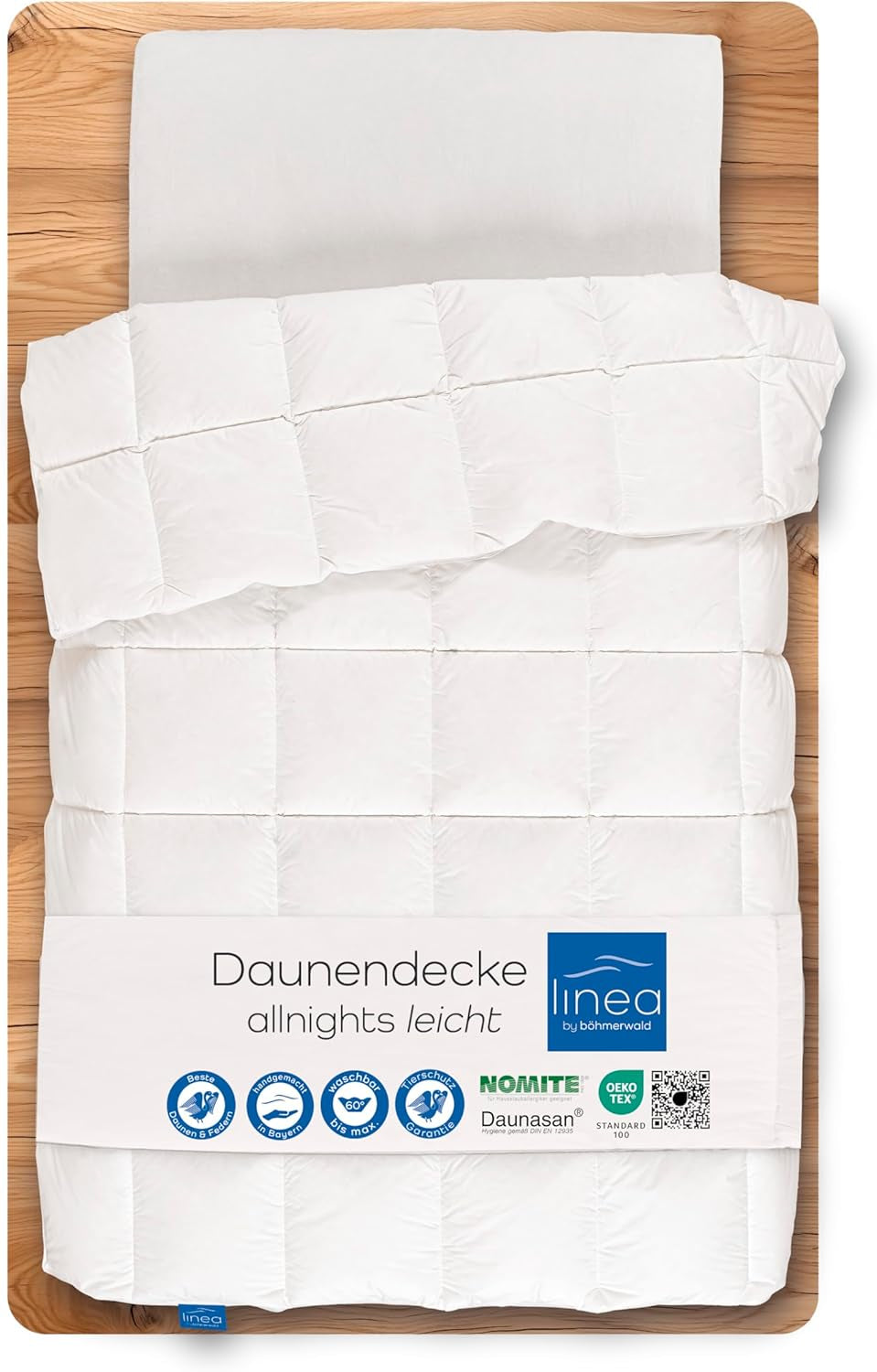 Allnights - Couette légère, 135 x 200, 100 % plumes et duvet neufs, anti-allergie, lavable jusqu'à 60°C, fabriquée en Allemagne Couettes et couettes Naty Shop 135 x 200 cm classe thermique légère