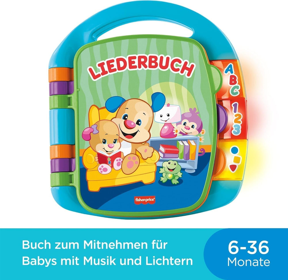 Fisher-Price Learning Fun, Livre de chansons, Livre de musique pour bébé, Jouet musical pour bébé, Livre électronique pour bébé, à partir de 6 mois, Version allemande, CDH40 Baby Toys Naty Shop