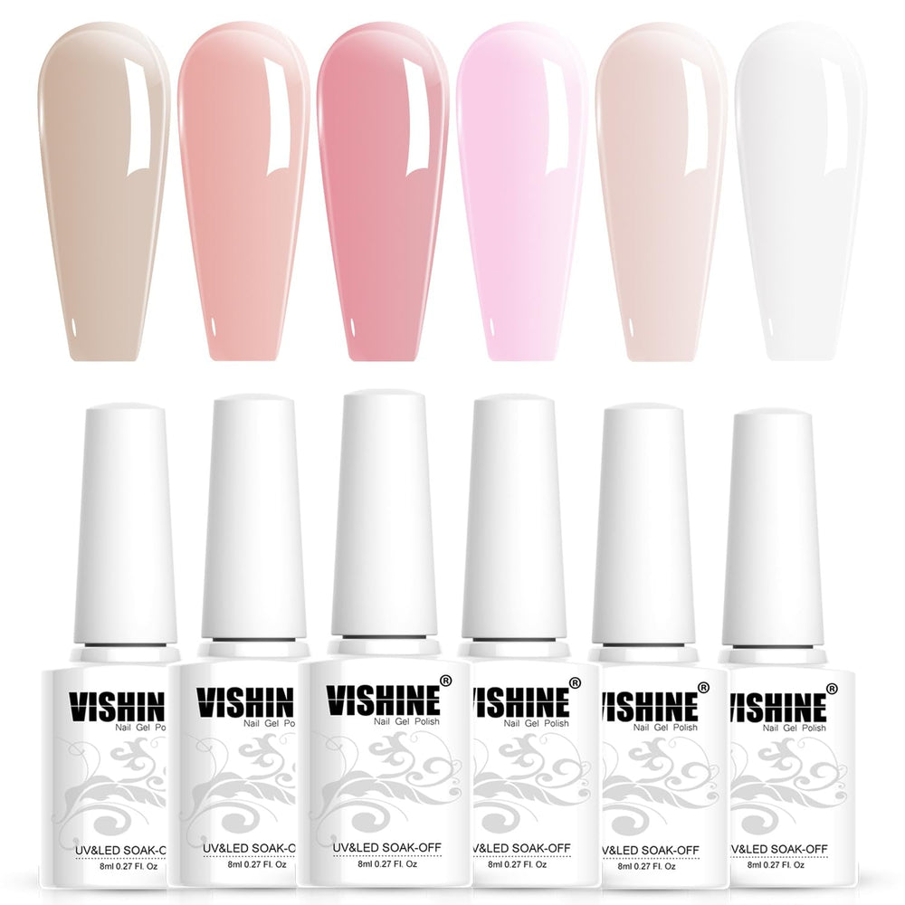 Vernis Gel Rose Transparent - 16 ml Ton de Peau LED Lampe à Ongles Translucide Gel Vernis à Ongles Nail Art Modèle M087