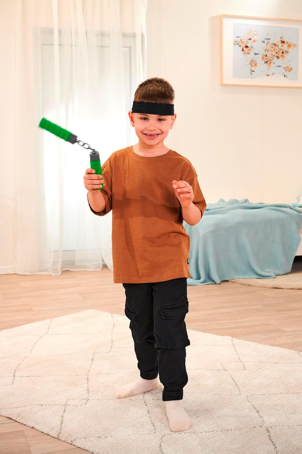 Suivant Ninja Nunchaku, sonore, manche enveloppé dans une matière douce, 13cm, jeu de rôle, à partir de 3 ans, vert Figurines Naty Shop