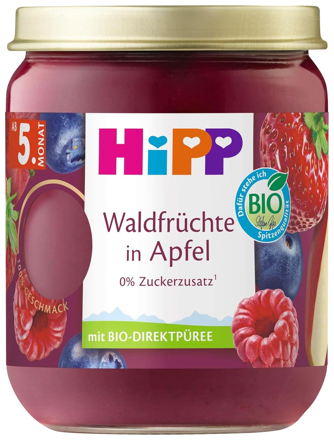 Hipp Fruits des bois biologiques aux pommes, 160G, paquet de 6 (6X160 grammes) Mère et Enfant Naty Shop