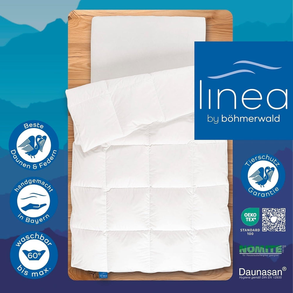 Couette Allnights Couette moyenne 135 x 200 100 % plumes et duvet neufs, hypoallergénique, lavable jusqu'à 60 °C, fabriquée en Allemagne, couettes et couettes blanches Naty Shop