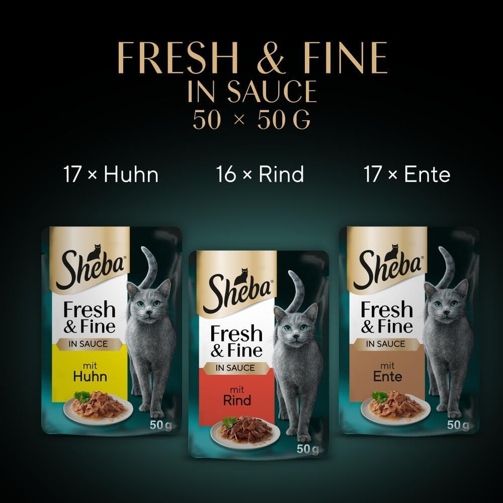 Sheba CATCARE Sachet Wet Fresh & FINE (Viande) Morceaux EN Sauce Adulte 50G Multipack Standard