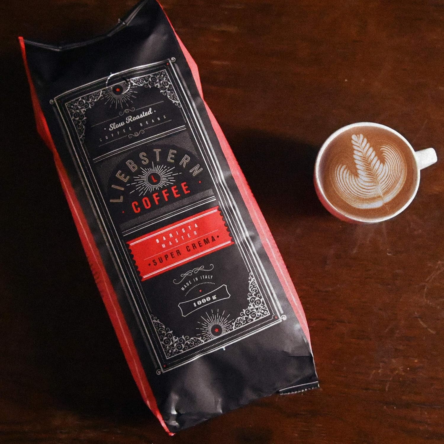 NOUVEAU | CAFÉ LIEBSTERN | Café en grains 1kg | SUPER CRÈME | Café à très faible acidité | Les meilleurs grains d'espresso pour machines entièrement automatiques | Torréfaction moyenne avec beaucoup de saveur