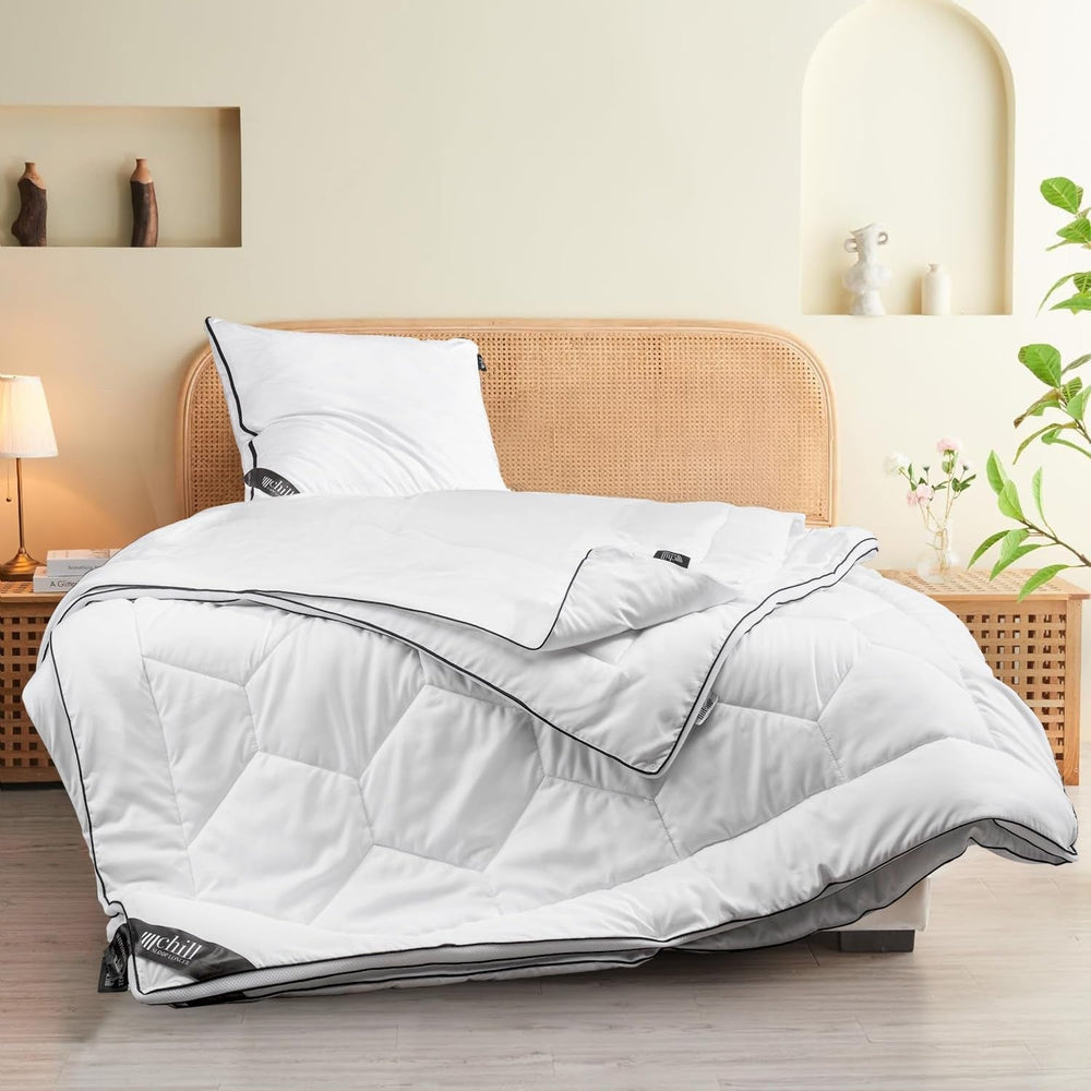 Couette 4 Saisons 135X200-Couette Toutes Saisons 2 en 1 135X200 - Couette Respirante, Lavable et Vegan - Couette Duo avec Bande de Confort pour Dormir - Garnissage 500G & 700G Couettes et Couettes Naty Shop