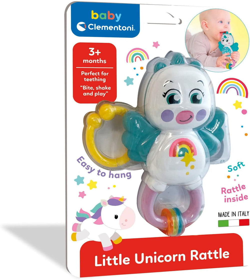 Clementoni 17778 - Hochet Petite Licorne - Sonaglio Neonato Con Massaggiagengive, Giocattolo Bambini 3 Mesi, Rafforza Le Capacità Motorie E Sensoriali - Made in Italy Jucarii Bebe Naty Shop