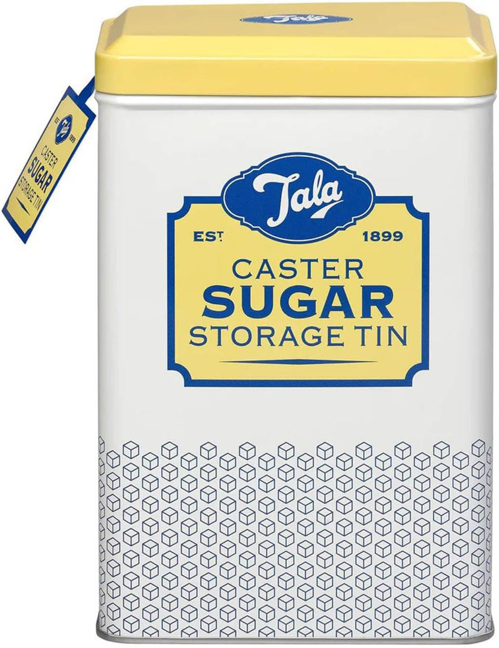 Tala Originals Boîte de rangement en métal au design rétro jaune et crème peut contenir un sac entier de sucre en poudre