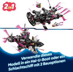 LEGO DREAMZzz Albtraumhai-U-Boot - Modulares Set mit 2 Baumöglichkeiten, 2 abnehmbaren Fluggeräten und 5 Minifiguren, inkl. Mateo und Astrid - Geschenk für Mädchen und Jungen ab 9 Jahren - 71500