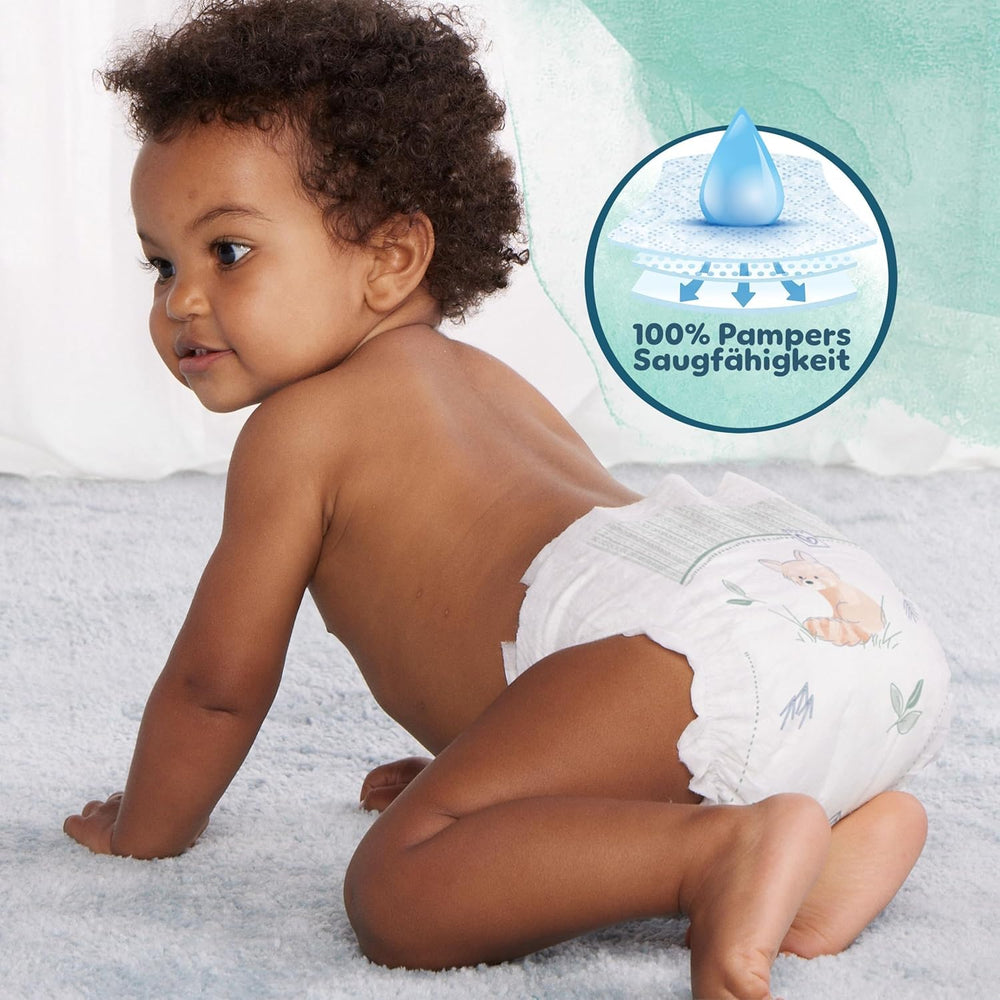 Couches Pampers Harmony taille 2, 204 couches, 4 kg-8 kg, protection douce de la peau avec protection 100 % Pampers