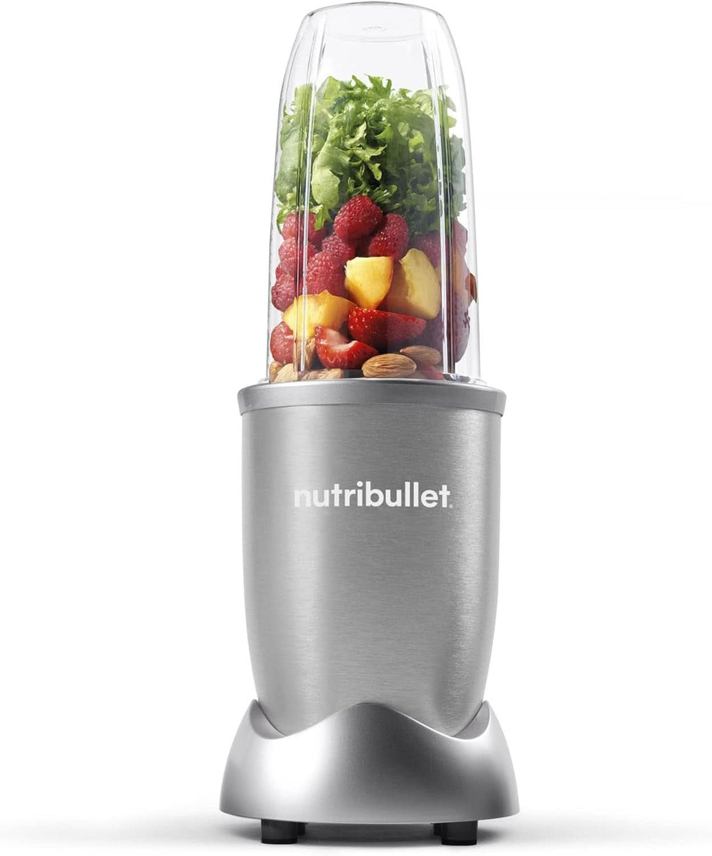 Nutribullet Pro, 900 Watt Leistung, Einfach Und Schnell in Der Anwendung, Kompakt, Leicht Zu Reinigen, Mit 700 Ml Becher, Smoothiemixer, Smoothie Maker, Elektrischer Mixer, NB904B, Schwarz Mama si Copilul Naty Shop Silber Basispaket