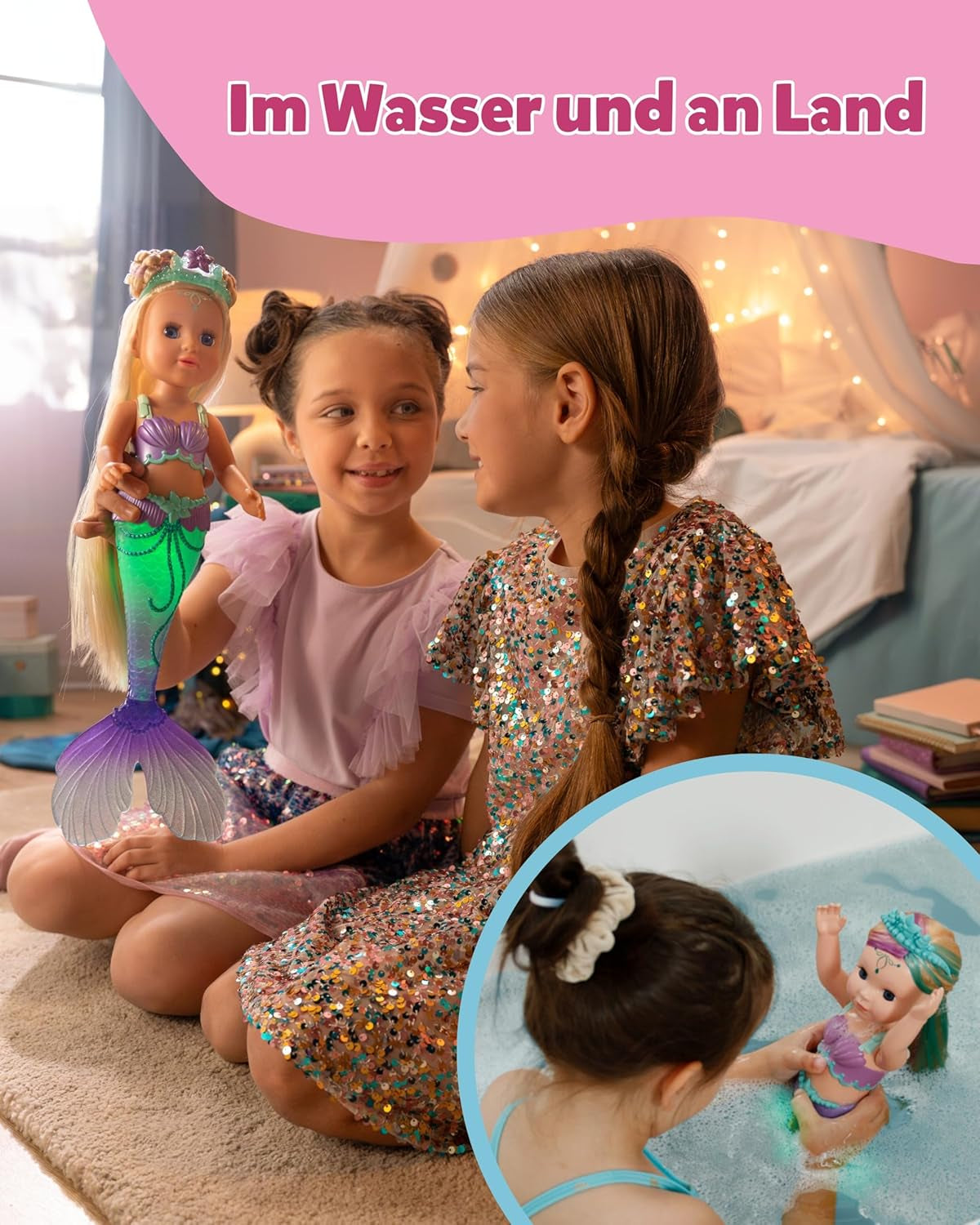 BABY Born Mermaid - Poupée de 43 cm de haut - Cheveux de haute qualité avec mèches colorées - Aileron lumineux - Fonctionne sur batterie - Convient aux enfants à partir de 3 ans, vert Naty Shop Dolls