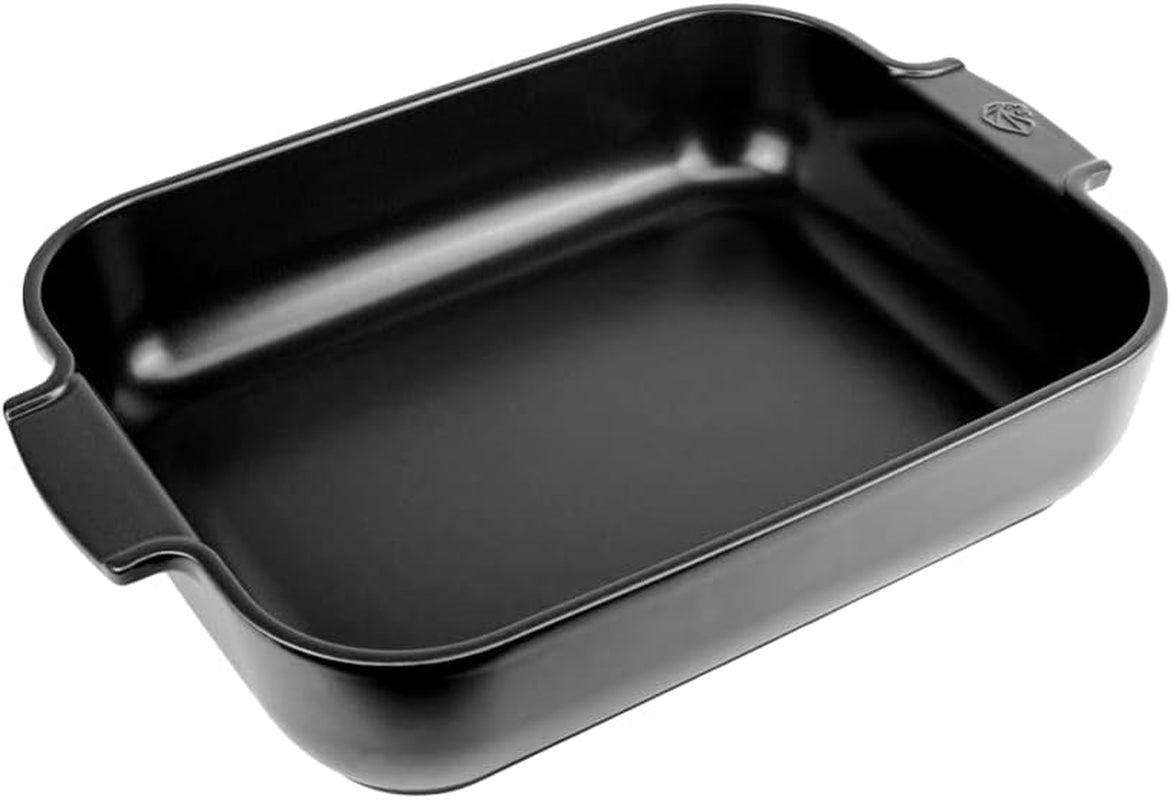Peugeot Appolia Rechteckige Auflaufform Mit Griffen, Keramik, Schiefer / Grau, 8.3X40.5X27.2 Cm, Fassungsvermögen: Env. 4 L, 60022 Moules et plaques à pâtisserie Naty Shop Satinschwarz