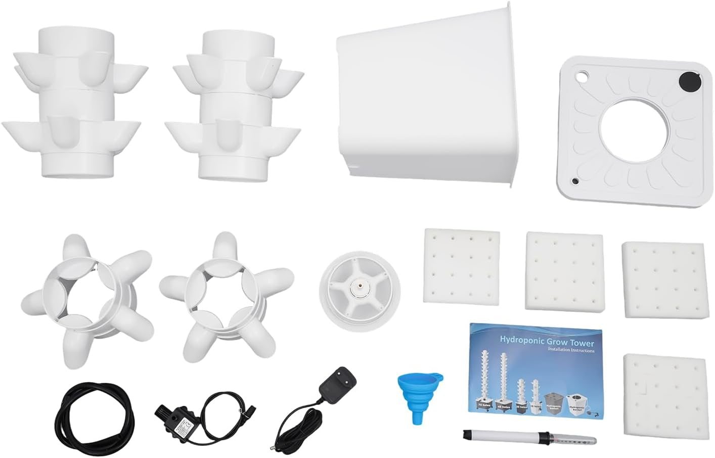 Tour hydroponique de 30 capsules, système de culture hydroponique pour jardin, kit de culture aéroponique avec réservoir d'eau de 10 L et pompe d'hydratation, kit de culture aéroponique verticale pour herbes, fruits, légumes
