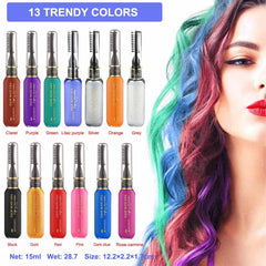 13 Pièces Peigne Lavable Craie à Cheveux pour Filles Ensemble de Mascara Lavable Temporaire pour Enfants 13 Couleurs Teinture Cheveux Halloween pour Carnaval Cosplay Fête Noël Halloween Anniversaire Teinture Cheveux Naty Shop