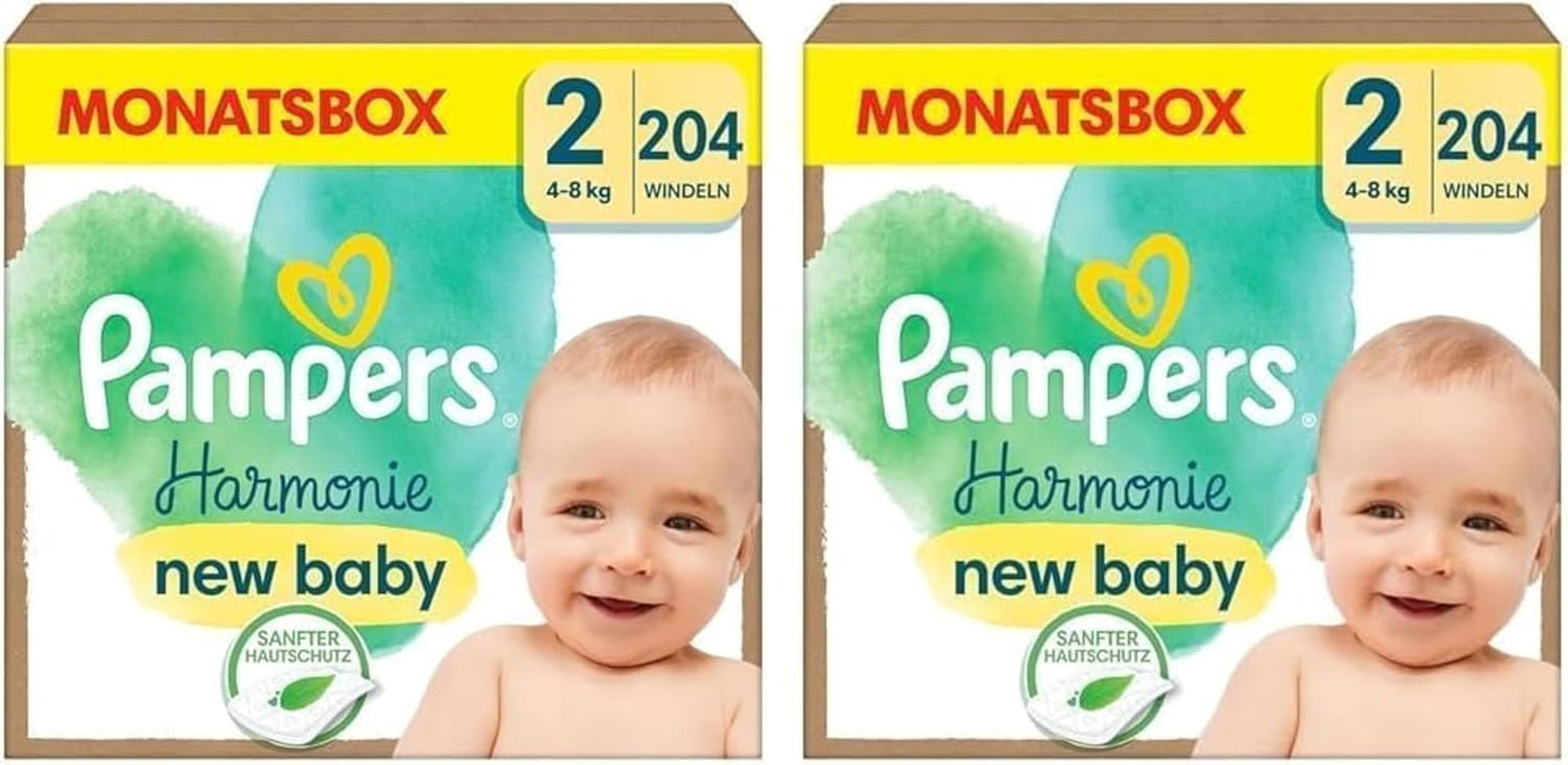 Couches Pampers Harmony taille 1, 180 couches, 2kg-5kg, protection douce de la peau avec protection 100% Pampers
