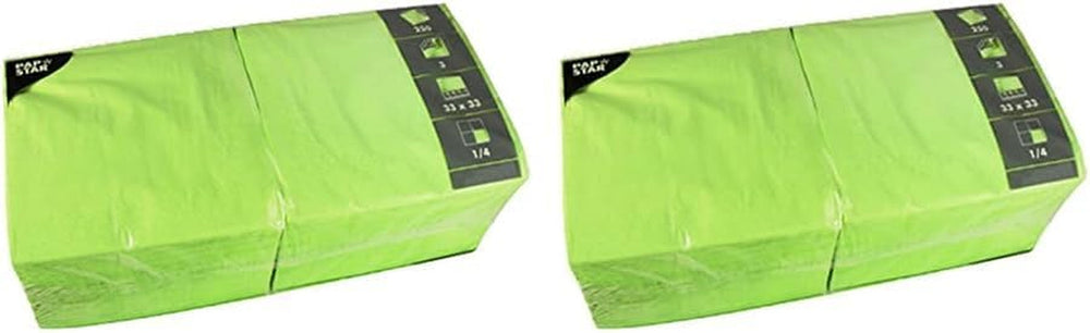 250 serviettes 3 épaisseurs pliées 1/4 33 cm x 33 cm vert pomme (lot de 2)