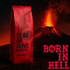DEAD OR ALIVE DIAVOLO – Espresso Extra Noir – 100% Robusta – Extrêmement Fort – Faible Acidité – Crème Stable – Haricots Entiers 1kg – Torréfaction Naples