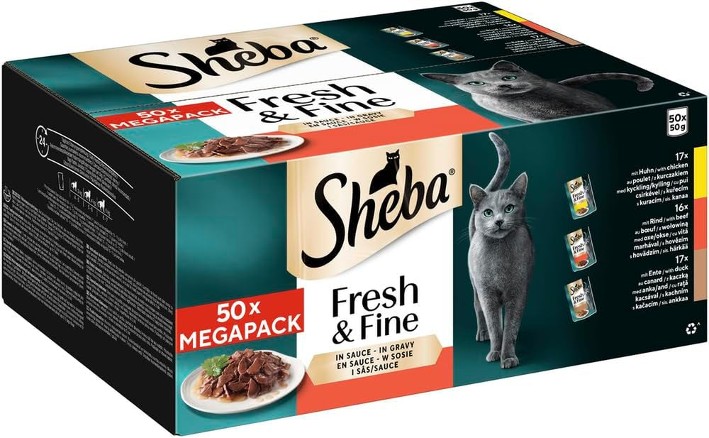 Sheba CATCARE Sachet Wet Fresh & FINE (Viande) Morceaux EN Sauce Adulte 50G Multipack Standard
