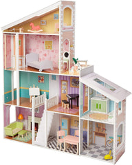 Amazon Basics Maison de poupée en bois à 4 niveaux et accessoires de meubles pour poupées de 12" Naty Shop Dollhouses