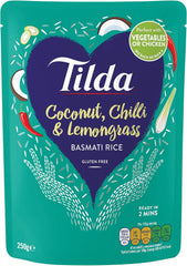 Riz basmati cuit à la vapeur Tilda avec noix de coco, piment et citronnelle - Paquet de 6 (6 x 250 g)