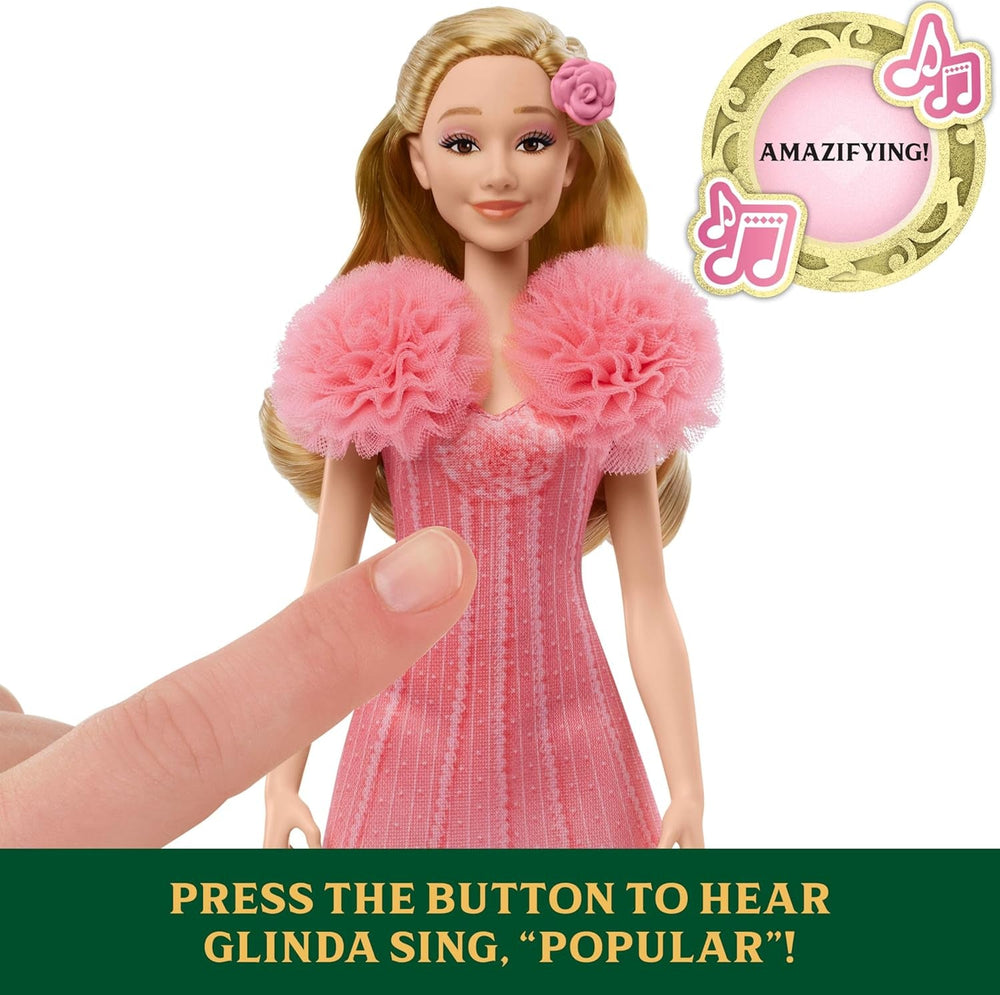 Mattel Singing Glinda Fashion Doll de Wicked et accessoires, meubles, look inspiré du film et tenue amovible, chante "Hotly Loved", JLG49, Pink Naty Shop Dolls