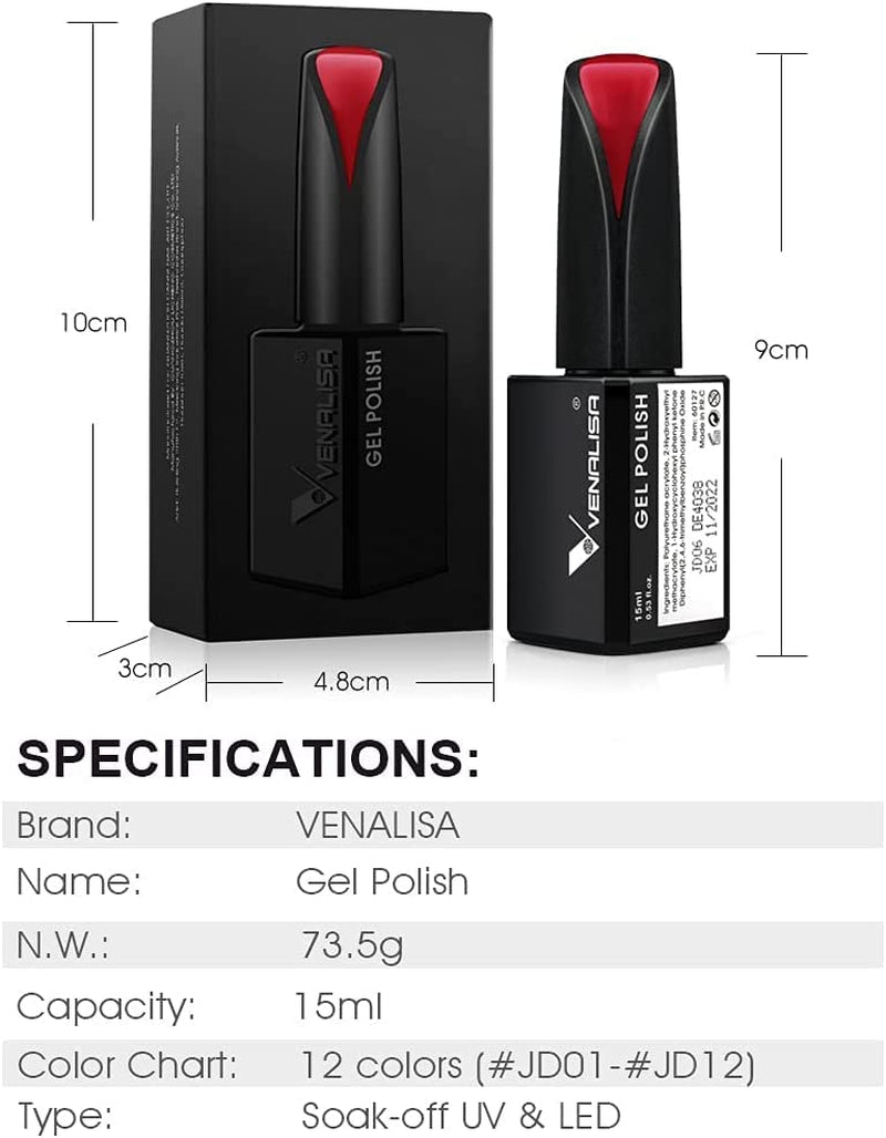 VENALISA Vernis à ongles UV orange corail 15 ml Vernis à ongles gel pour lampe à ongles UV Modèles de vernis à ongles gel orange corail transparent pour la conception des ongles à faire soi-même